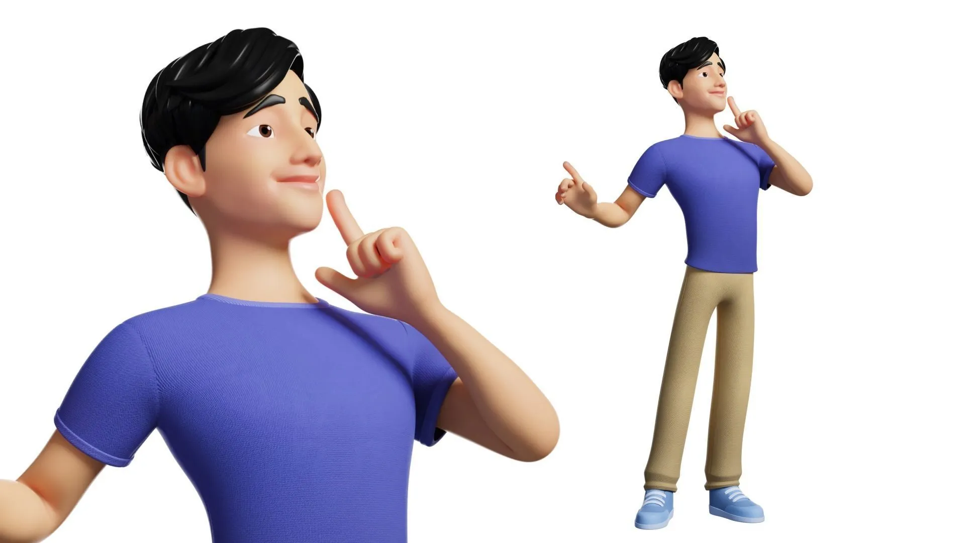 Customizable Man Cartoon Low-poly rigged in different pose